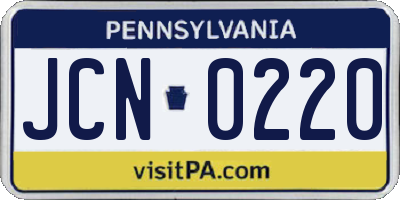 PA license plate JCN0220
