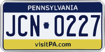 PA license plate JCN0227