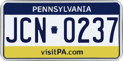PA license plate JCN0237