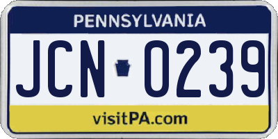 PA license plate JCN0239