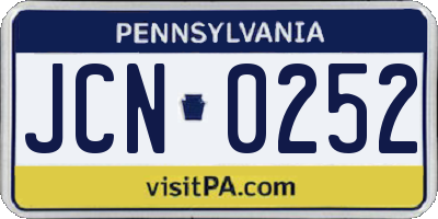 PA license plate JCN0252