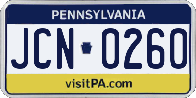 PA license plate JCN0260