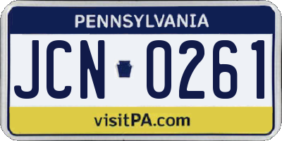 PA license plate JCN0261