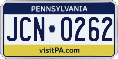 PA license plate JCN0262