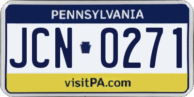 PA license plate JCN0271