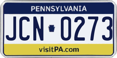 PA license plate JCN0273