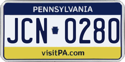 PA license plate JCN0280