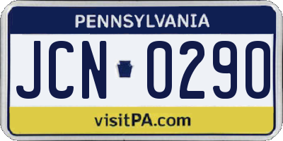 PA license plate JCN0290