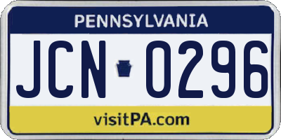 PA license plate JCN0296