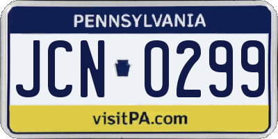 PA license plate JCN0299