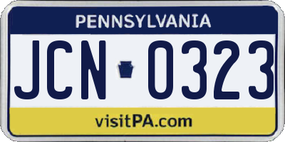 PA license plate JCN0323