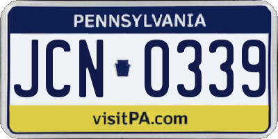 PA license plate JCN0339
