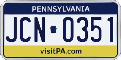 PA license plate JCN0351