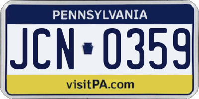 PA license plate JCN0359