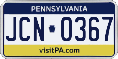 PA license plate JCN0367