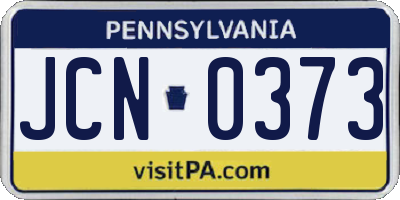 PA license plate JCN0373