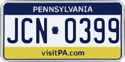 PA license plate JCN0399