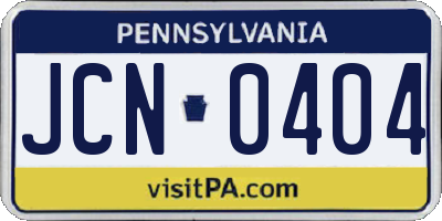 PA license plate JCN0404