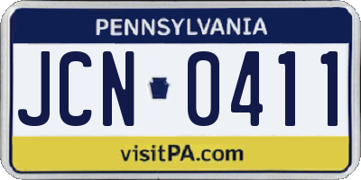 PA license plate JCN0411