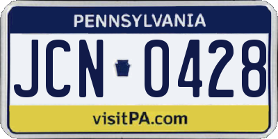 PA license plate JCN0428