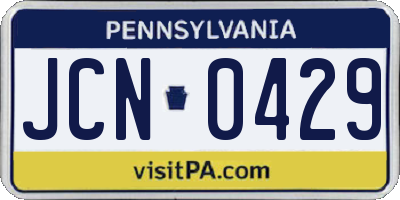 PA license plate JCN0429