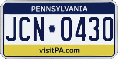 PA license plate JCN0430