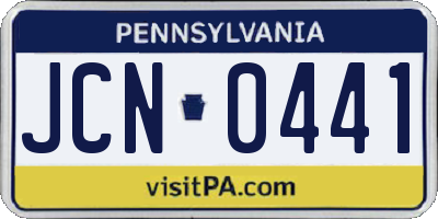 PA license plate JCN0441