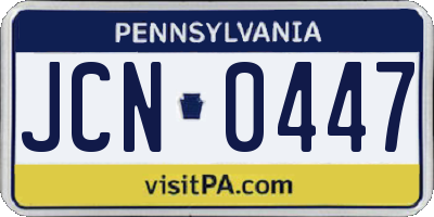 PA license plate JCN0447