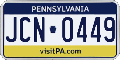 PA license plate JCN0449