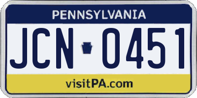PA license plate JCN0451