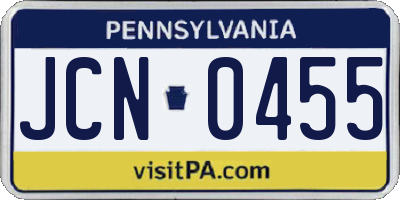 PA license plate JCN0455