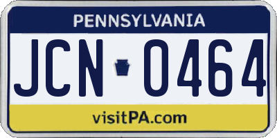 PA license plate JCN0464