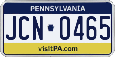 PA license plate JCN0465