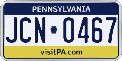 PA license plate JCN0467