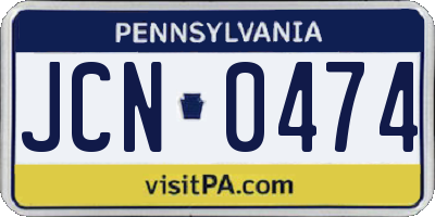 PA license plate JCN0474