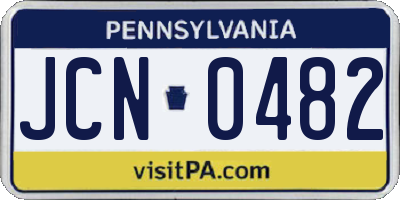 PA license plate JCN0482