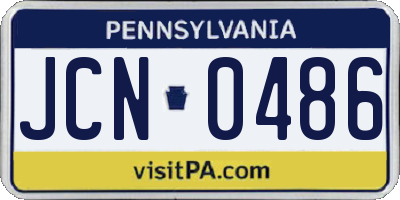 PA license plate JCN0486