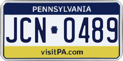 PA license plate JCN0489