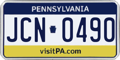 PA license plate JCN0490
