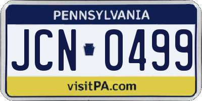 PA license plate JCN0499