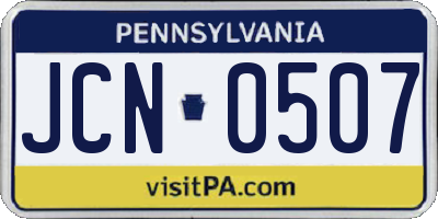 PA license plate JCN0507