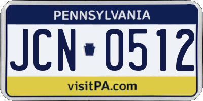 PA license plate JCN0512