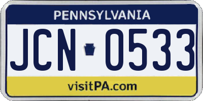 PA license plate JCN0533