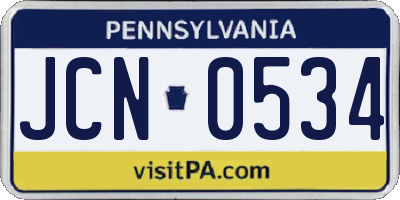 PA license plate JCN0534