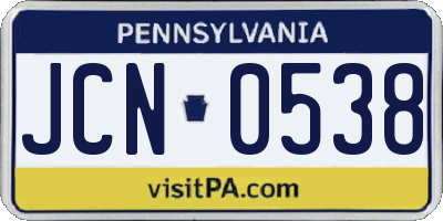 PA license plate JCN0538