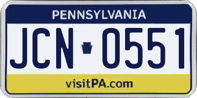 PA license plate JCN0551