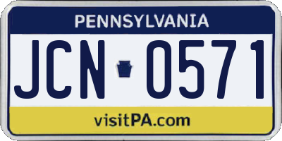 PA license plate JCN0571