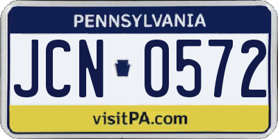 PA license plate JCN0572