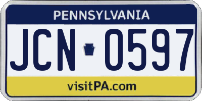PA license plate JCN0597