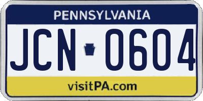 PA license plate JCN0604
